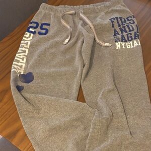 PINK Victoria's Secret Gray Cropped Sweatpants with Blue Graphics